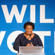 Former minority leader of the Georgia House of Representatives Stacey Abrams speaks to a crowd at a Democratic National Committee event at Flourish in Atlanta on June 6, 2019, in Atlanta, Ga.